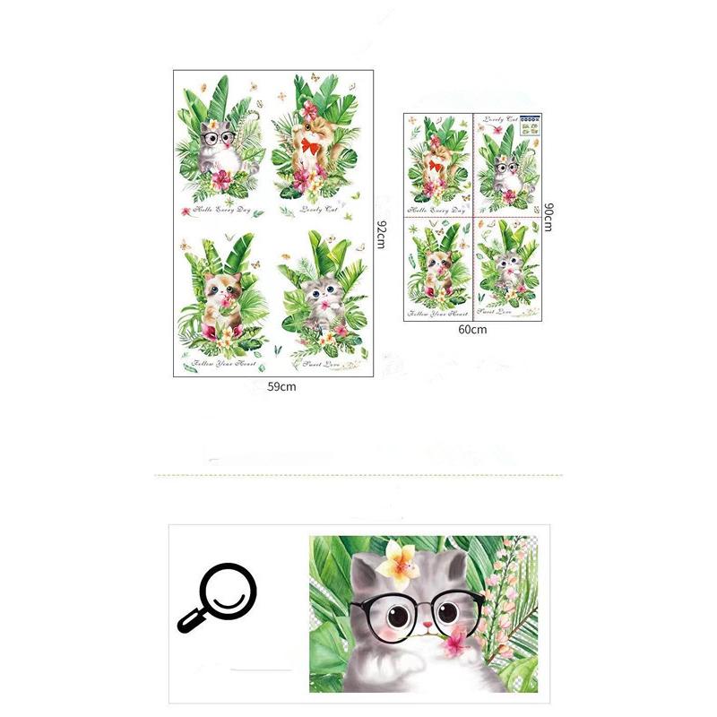 送料込み　ウォールステッカー　猫ちゃん　植物　４枚セット　壁飾り　壁紙　壁シール　壁絵　インテリアシート　模様替え |  | 06