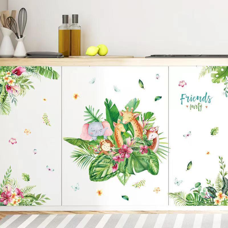 送料込み　ウォールステッカー　植物　仲良く動物　壁飾り　壁紙　壁シール　壁絵　インテリアシート　模様替え |  | 03