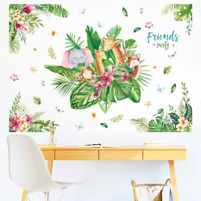 送料込み　ウォールステッカー　植物　仲良く動物　壁飾り　壁紙　壁シール　壁絵　インテリアシート　模様替え |  | 04