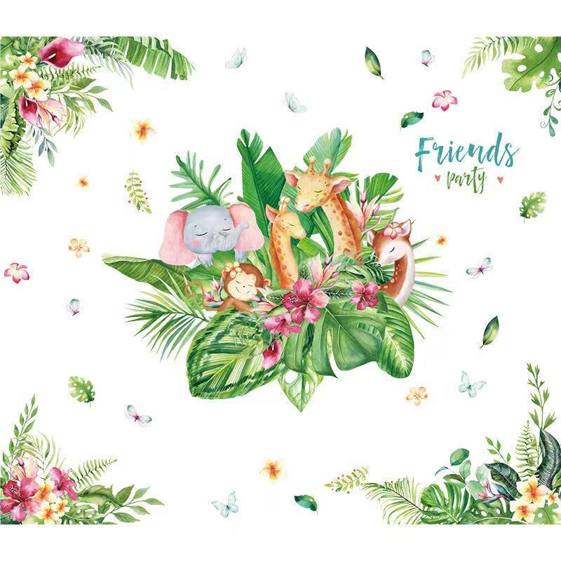 送料込み　ウォールステッカー　植物　仲良く動物　壁飾り　壁紙　壁シール　壁絵　インテリアシート　模様替え |  | 05