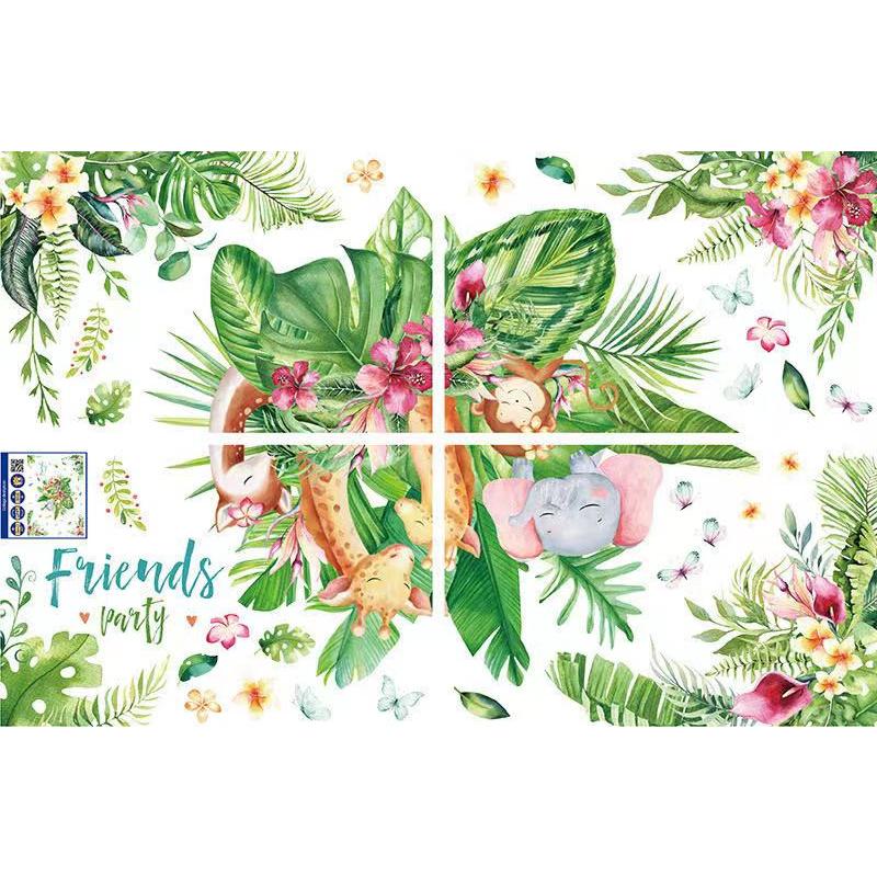 送料込み　ウォールステッカー　植物　仲良く動物　壁飾り　壁紙　壁シール　壁絵　インテリアシート　模様替え |  | 06