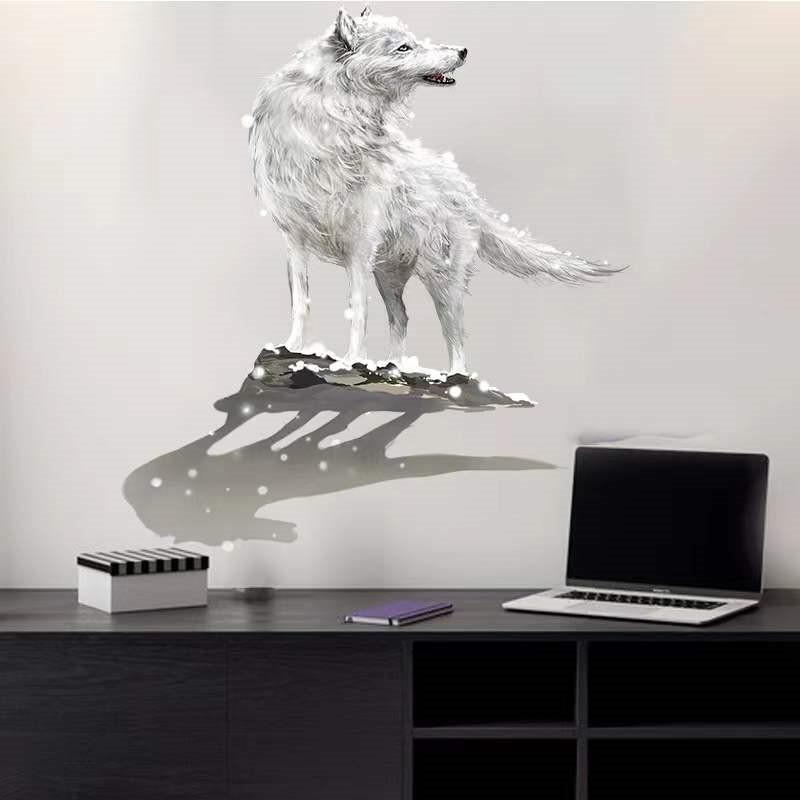 送料込み　ウォールステッカー 　３D　狼　白　オオカミ　壁画　壁シート 壁飾り 壁紙　雰囲気変え 壁シール インテリア DIY 　模様替え |  | 03