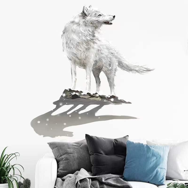 送料込み　ウォールステッカー 　３D　狼　白　オオカミ　壁画　壁シート 壁飾り 壁紙　雰囲気変え 壁シール インテリア DIY 　模様替え |  | 04