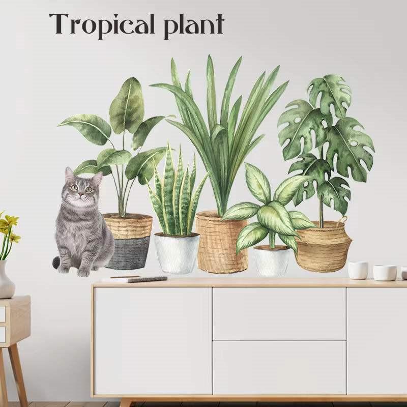 送料込み　ウォールステッカー ネコちゃん　盆栽　壁画　壁シート 壁飾り 壁紙　雰囲気変え 壁シール インテリア DIY 子供部屋　模様替え |  | 03