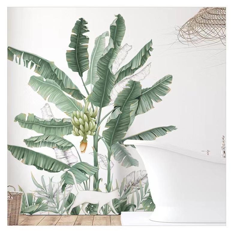 ウォールステッカー　 バナナの木　猫ちゃん　熱帯植物　ウォールシール　壁飾り　壁絵　壁シート　模様替え 　リビング　欧米風　　 |  | 01