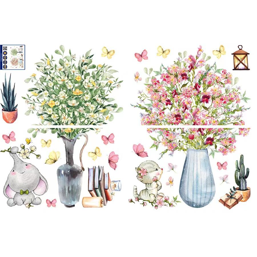 剥がせる　ウォールステッカー　ゾウ　猫ちゃん　花瓶　壁シート　壁紙　リフォーム　寝室　DIY　リビング　雰囲気変え　インテリア　　 |  | 06