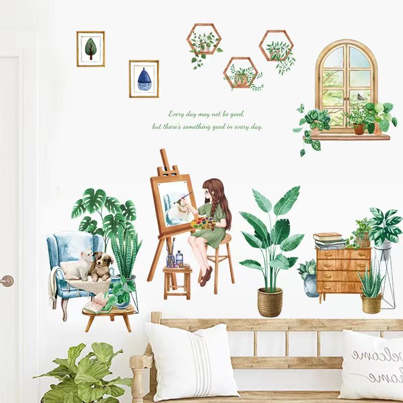 ウォールステッカー 壁画　絵を描く　少女　壁シート 壁飾り 壁紙　雰囲気変え 壁シール インテリア DIY 子供部屋　模様替え |  | 02