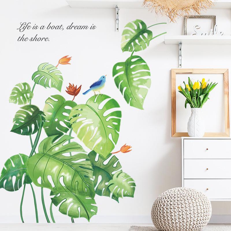 ウォールステッカー 熱帯植物　モンステラ　鳥　壁画 壁シート　剥がせるタイプ　リフォーム　DIY　ウォールシート　模様変え　雰囲気変え　 |  | 01