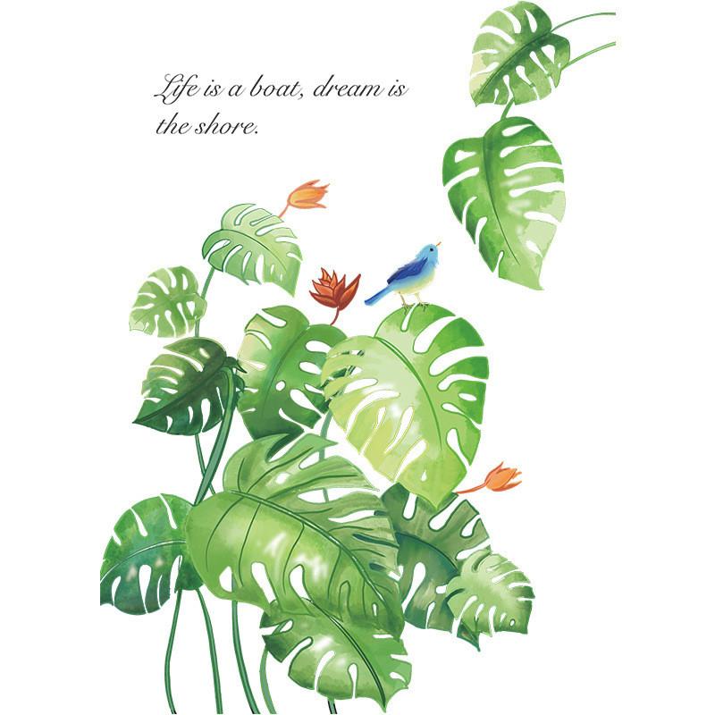 ウォールステッカー 熱帯植物　モンステラ　鳥　壁画 壁シート　剥がせるタイプ　リフォーム　DIY　ウォールシート　模様変え　雰囲気変え　 |  | 05