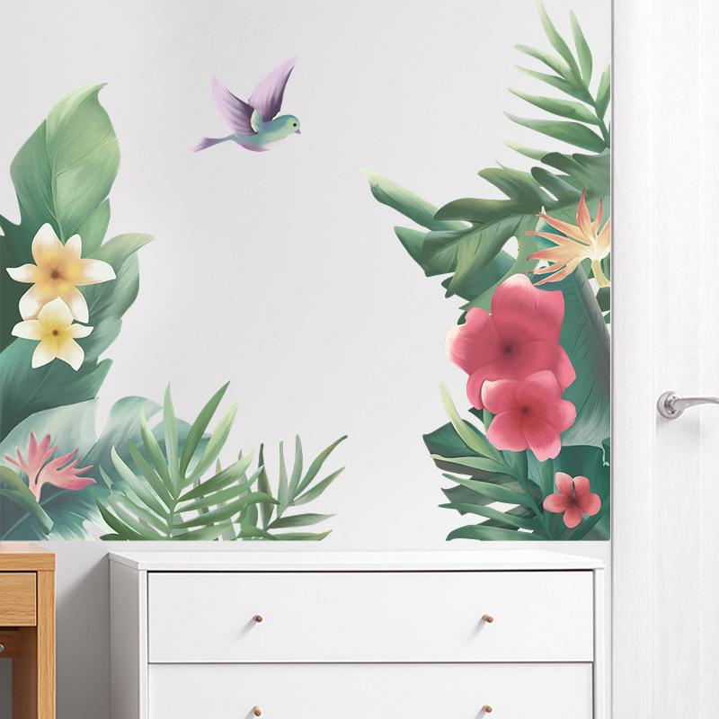 送料込み　新作　ウォールステッカー 熱帯植物　小鳥　壁画 壁シート　剥がせるタイプ　リフォーム　DIY　ウォールシート　模様変え　雰囲気変え　 | 
