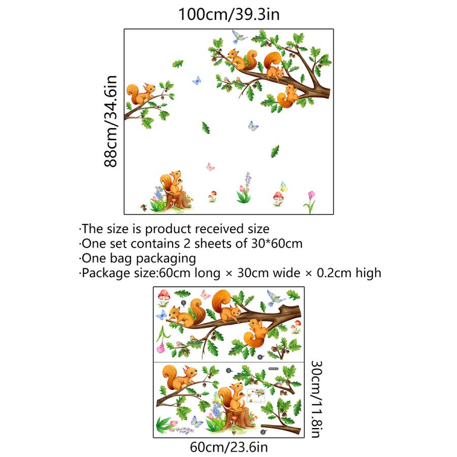 ウォールステッカー 壁画　リス　どんぐり 動物　壁シート 壁飾り 壁紙　雰囲気変え 壁シール インテリア DIY 子供部屋　模様替え |  | 06