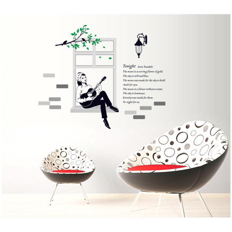 ウォールステッカー　壁シート 壁画　DIY　ギターガール　ウォールシート　壁ステッカー　壁飾り 模様変え 剥がせる　送料込み |  | 03