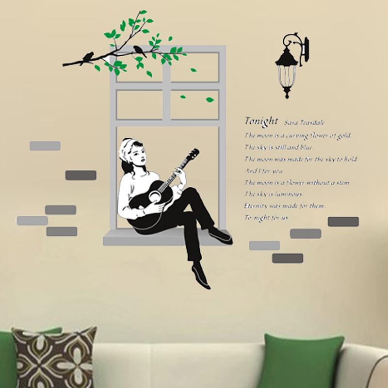 ウォールステッカー　壁シート 壁画　DIY　ギターガール　ウォールシート　壁ステッカー　壁飾り 模様変え 剥がせる　送料込み |  | 04