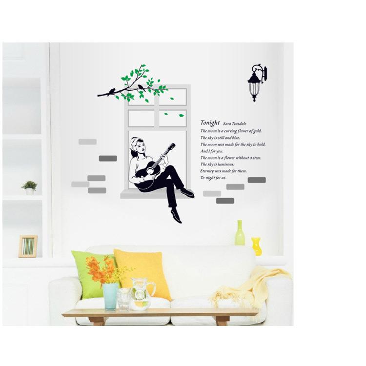 ウォールステッカー　壁シート 壁画　DIY　ギターガール　ウォールシート　壁ステッカー　壁飾り 模様変え 剥がせる　送料込み |  | 06