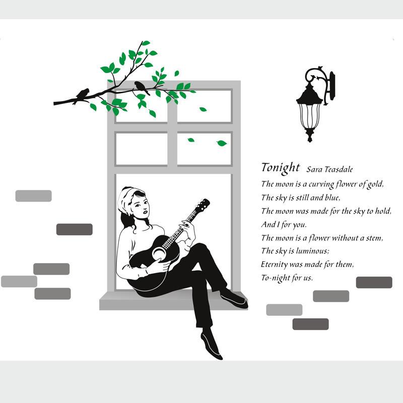 ウォールステッカー　壁シート 壁画　DIY　ギターガール　ウォールシート　壁ステッカー　壁飾り 模様変え 剥がせる　送料込み |  | 08