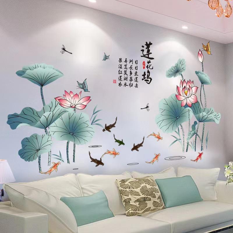 ウォールステッカー　中華風　和風　蓮の花　 壁飾り　壁紙　壁シール　壁絵　剥がせるタイプ　リビング　リフォーム　インテリアシート　模様替え　　 |  | 01