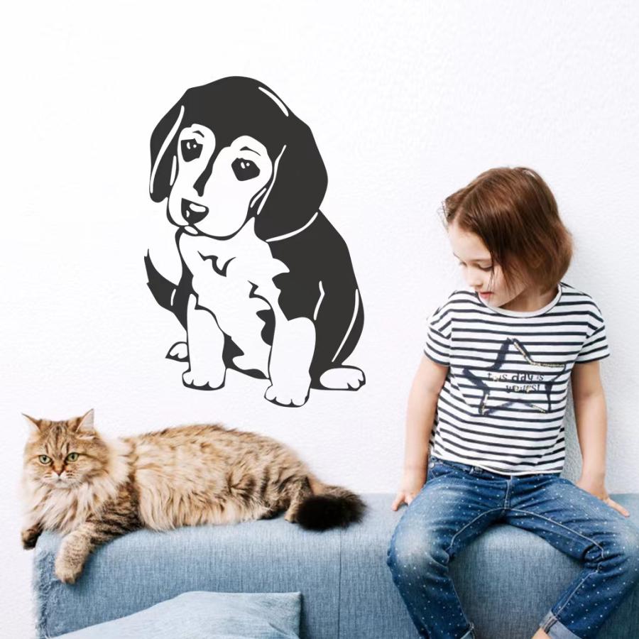 送料込み　ウォールステッカー 白黒　可愛いワンちゃん  壁シート　壁飾り　ウォールシート　DIY　雰囲気変え　寝室　模様替え 剥がせるタイプ　送料込み | 