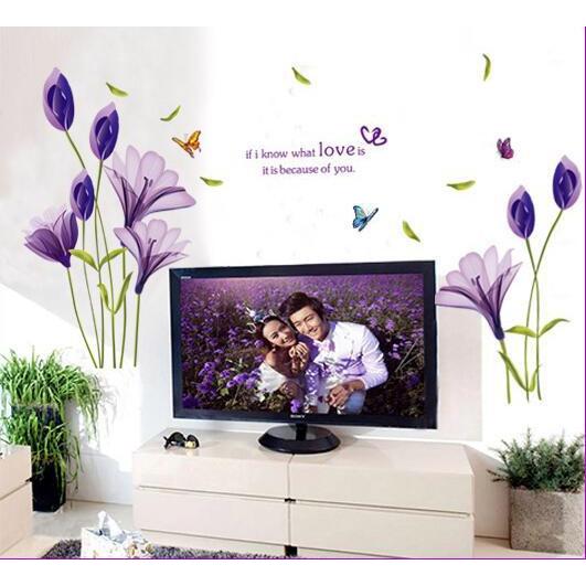 送料込み　ウォールステッカー 北欧風　紫色　花　壁シート　壁飾り　ウォールシート　DIY　雰囲気変え　模様替え 剥がせるタイプ　 |  | 03