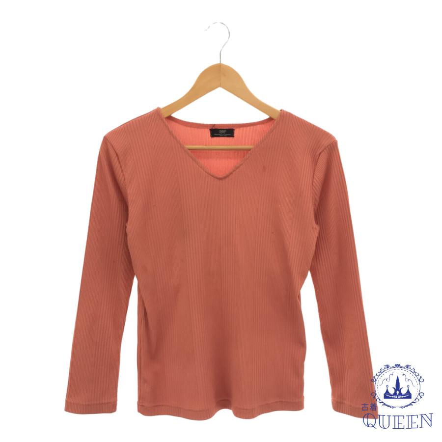 ☆美品☆ Adam＆Eve トップス ニット セーター Vネック シンプル 長袖 レディース ピンク L 9011998 送料無料 古着