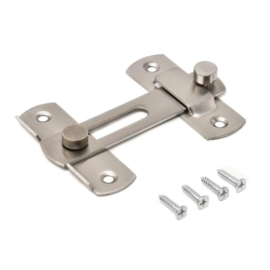 ドアロック＆ ネジ ８個セット (ステンレス製)  引き戸 鍵 引き戸用鍵 スライドロック 窓ロック とびらロック (１８０度留め金タイプ) | 