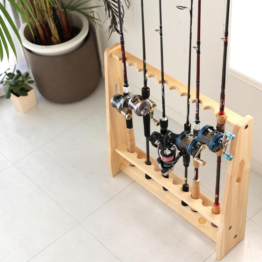 ポイント5倍】ロッドスタンド 木製 日本製 10本 収納 釣竿収納 東濃
