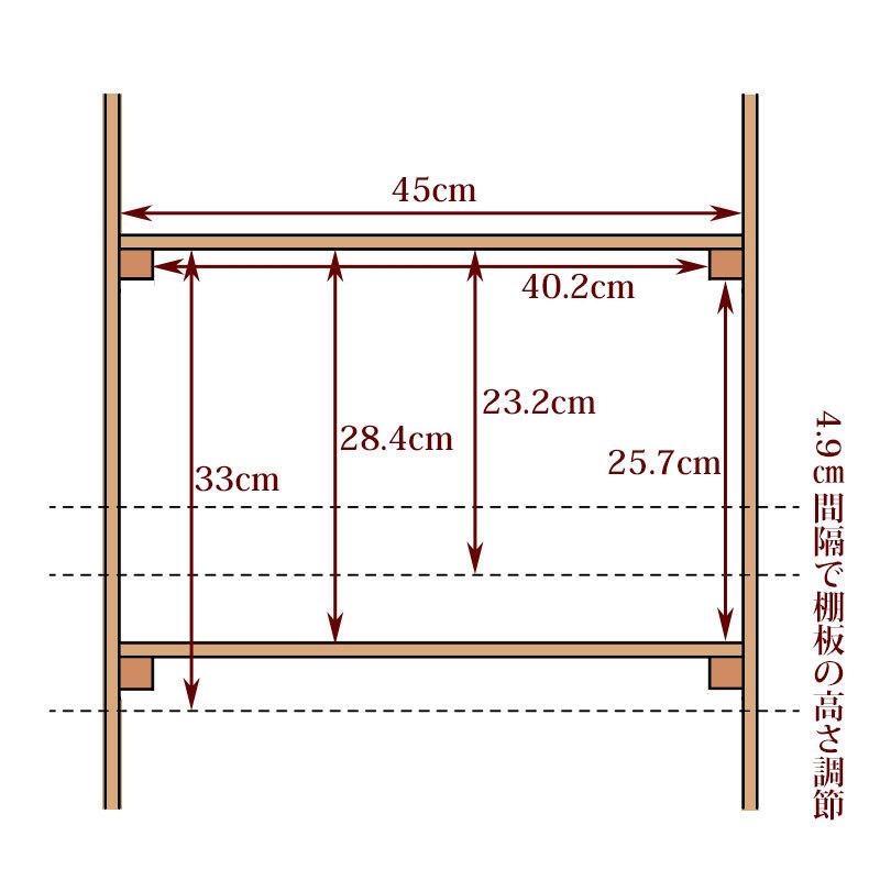 オープンラック 高さ120cmタイプ 幅47cm 組み立てセット 国産ひのき 無垢材 本棚 すのこ棚