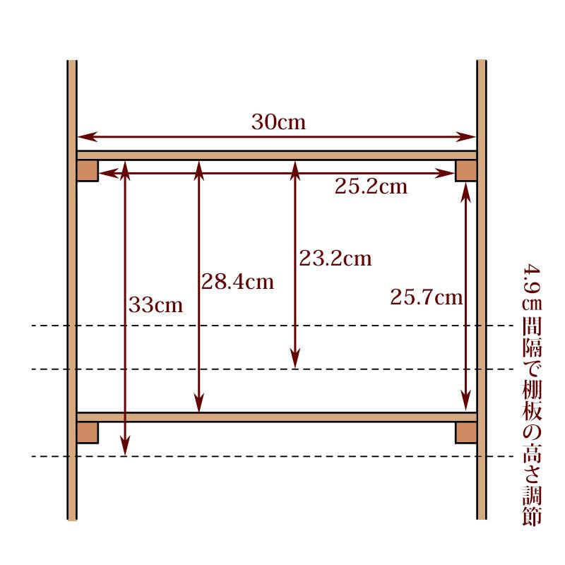 オープンラック 木製 高さ90cmタイプ 幅32cm 国産ひのき 無垢材 本棚