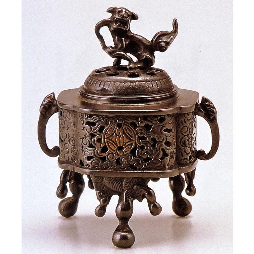 高岡銅器の香炉／木瓜透し香炉　桐箱付／送料無料