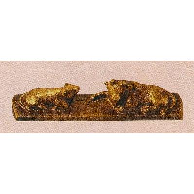干支「丑(牛)」の置物 文鎮(二匹) 環水作品 高岡銅器 : 檜屋美術館 