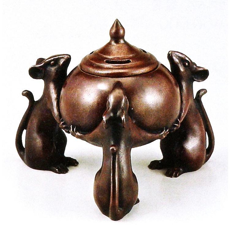 高岡銅器 子(鼠)の置物／寶香炉 津田永寿作品 桐箱付 : 檜屋美術館 