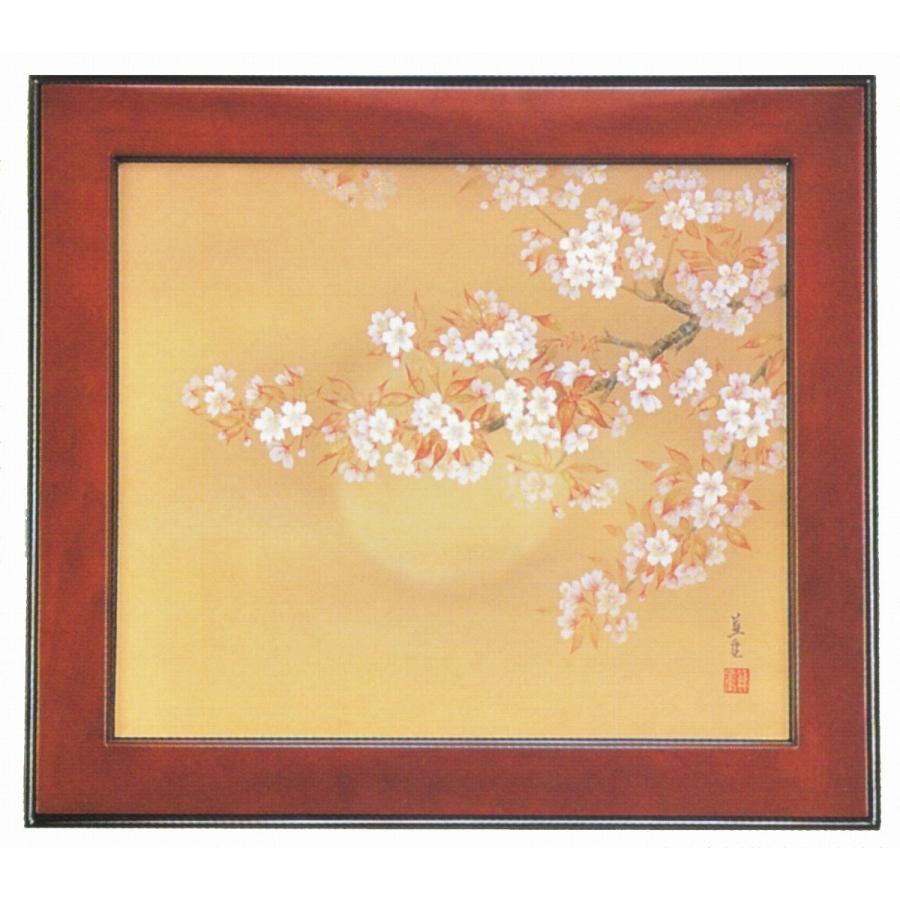 日本画額装／宵桜　渡辺兼重作品　F10号　日本画額装