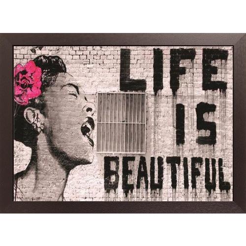 バンクシー ライフ・イズ・ビューティフル ビリー・ホリデイ ポスター／木製アートフレーム付 91.5×61cm ART52341new