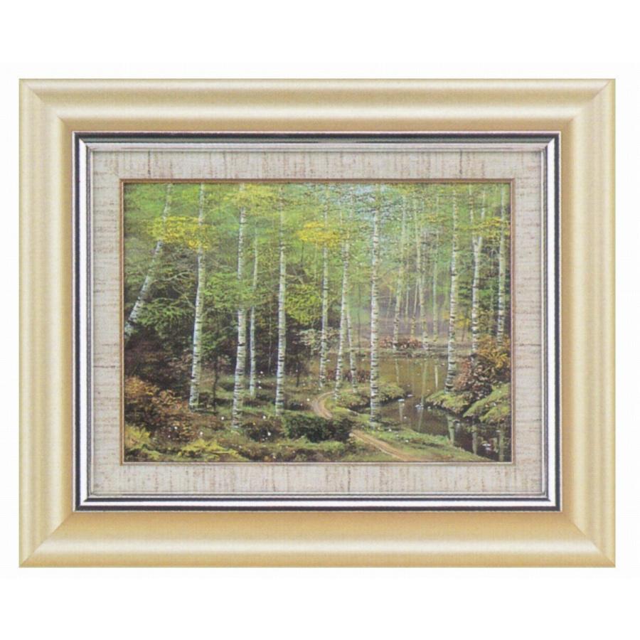 油絵／白樺林 早瀬遼作品 F4サイズ 肉筆油絵 油彩額装作品 驚きの価格