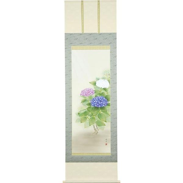 夏の風物詩　紫陽花の掛け軸　高級桐箱付