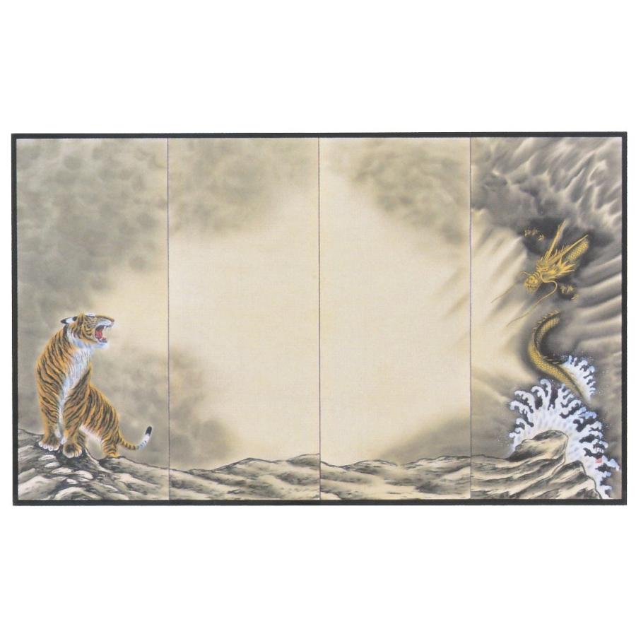 四尺四曲屏風／龍虎之図　鈴木光洋作品　四尺四曲半双　屏風