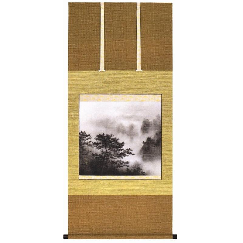 山水画の掛け軸／水墨山水　勝高峰作品　高級桐箱付