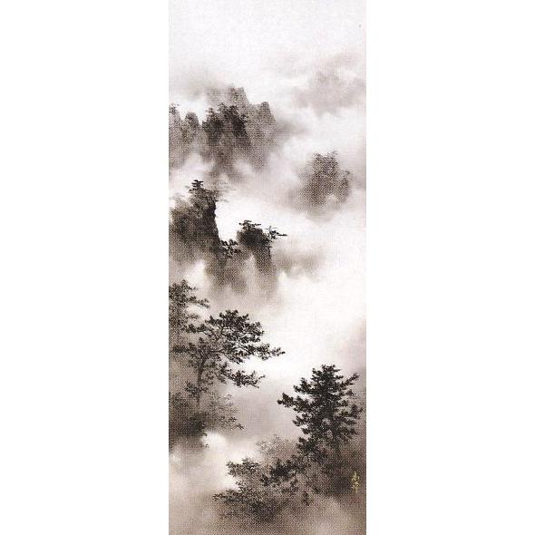 山水画の掛け軸／水墨山水　勝高峰作品　高級桐箱付 本、雑誌、コミック 芸術 水墨画