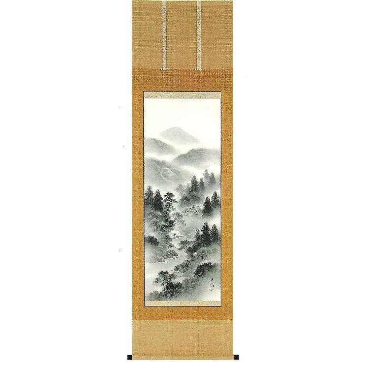 水墨山水の掛け軸　小谷春風作品　高級桐箱付