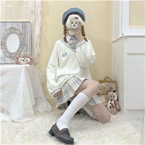 スクールベスト 正統派 制服 女子高生 通学 学生 中学 レディース ｖネック 配色 プルオーバー ニットセーター 長袖 秋冬新作 可愛い Hino Brlsn286 陽の目見屋 通販 Yahoo ショッピング