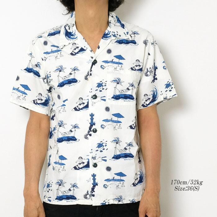 桃太郎ジーンズ　アロハ 桃太郎ジーンズ アロハシャツ オリジナルプリント コットン