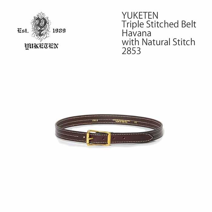 YUKETEN（ユケテン） - Triple Stitched Belt - Havana with Natural