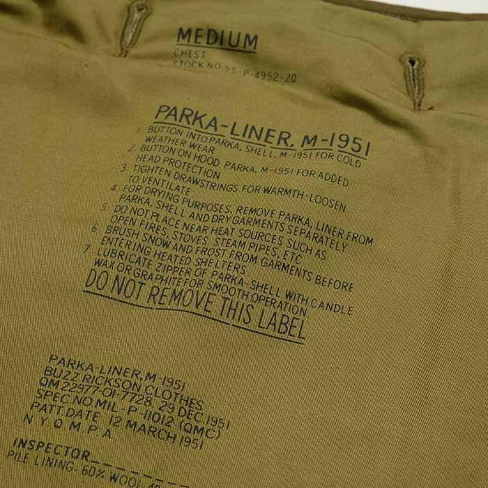 BUZZ RICKSON'S（バズリクソンズ）パーカーライナー M-51 BR14681 | BUZZ RICKSON'S | 07