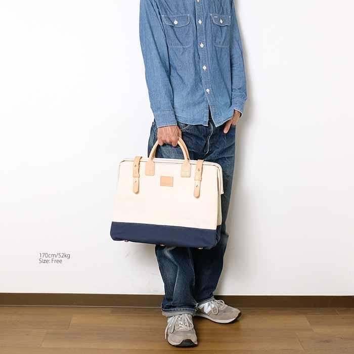 HERITAGE LEATHER CO. トートバッグ ネイビー/ホワイト HERITAGE LEATHER CO. トートバッグ ネイビー/ホワイト