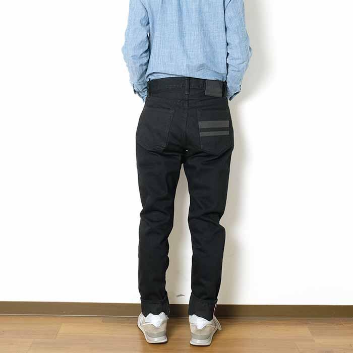 メンズ 桃太郎ジーンズ 15.7oz.セルビッチブラックデニム ナローテーパード