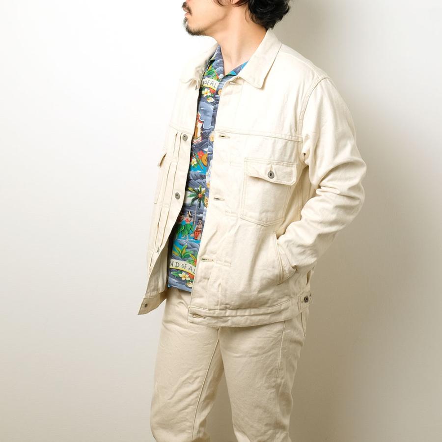 nanadecor デニムジャケット アイボリー オーガニックコットン 完売 鬼デニム（ONI DENIM） 14oz オーガニックコットン ホワイトデニム 2nd
