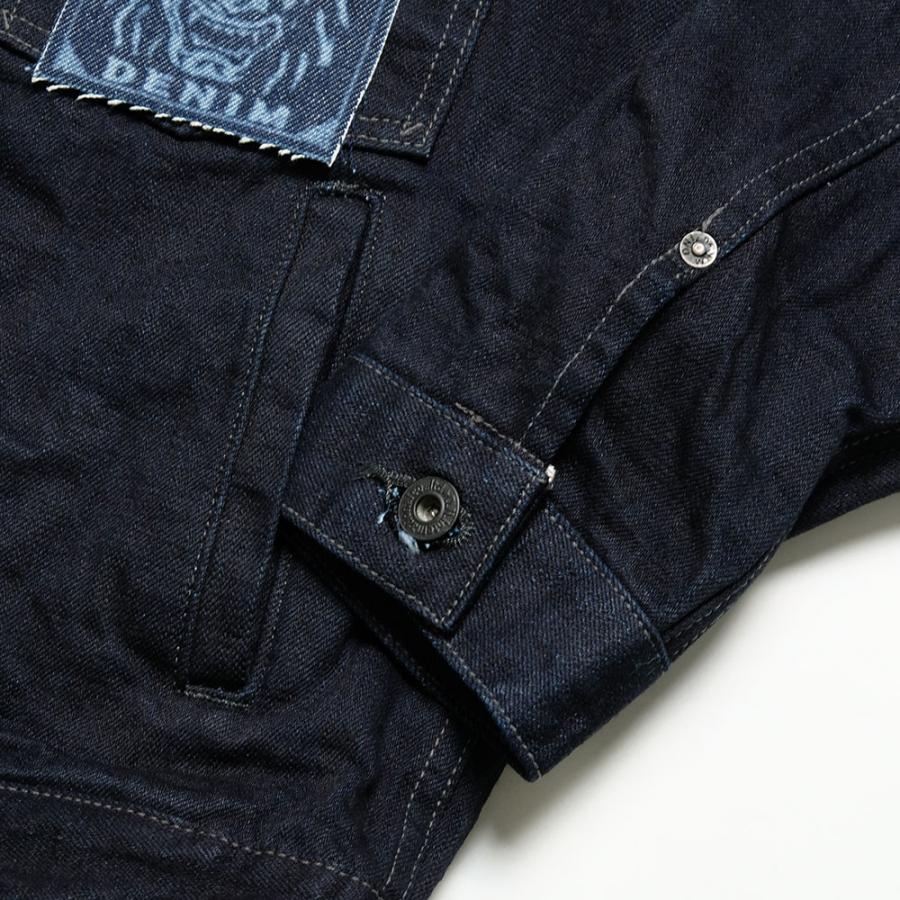 新品オブリOBLI ランダムボタンGジャン　デニムジャケット 鬼デニム ONI DENIM ONI-02516P14-BLK 14oz インディゴ × ブラック 青