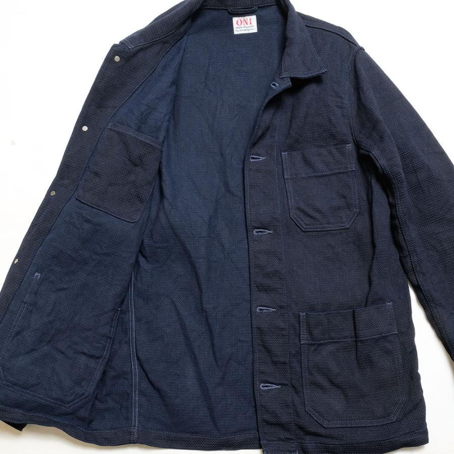 鬼デニム（ONI DENIM） カバーオール 刺し子風インディゴドビー ONI