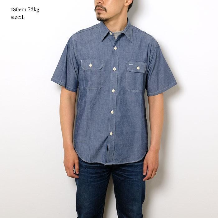 SUGARCANE（シュガーケーン） ブルー シャンブレー 半袖 ワークシャツ 