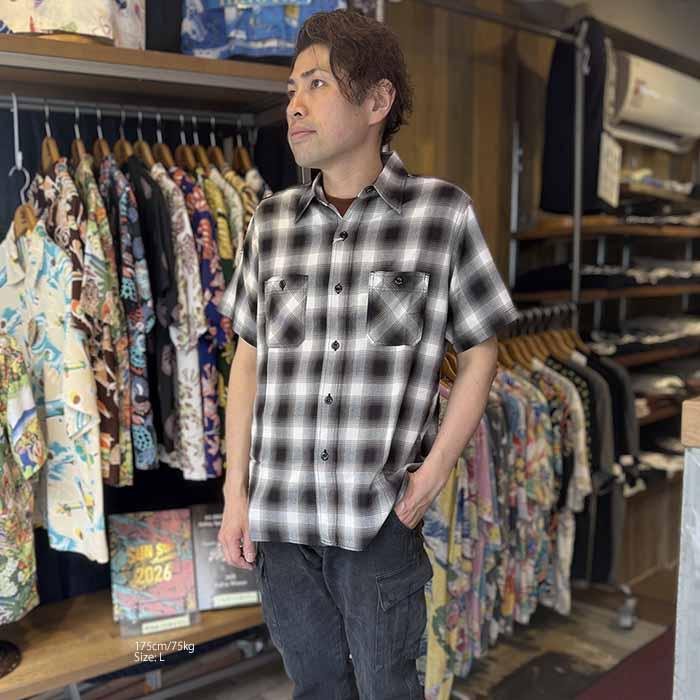 SUGAR CANE シュガーケーン SC39728 レーヨン オンブレーチェック 半袖