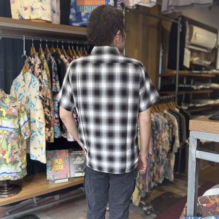 SUGAR CANE シュガーケーン SC39728 レーヨン オンブレーチェック 半袖
